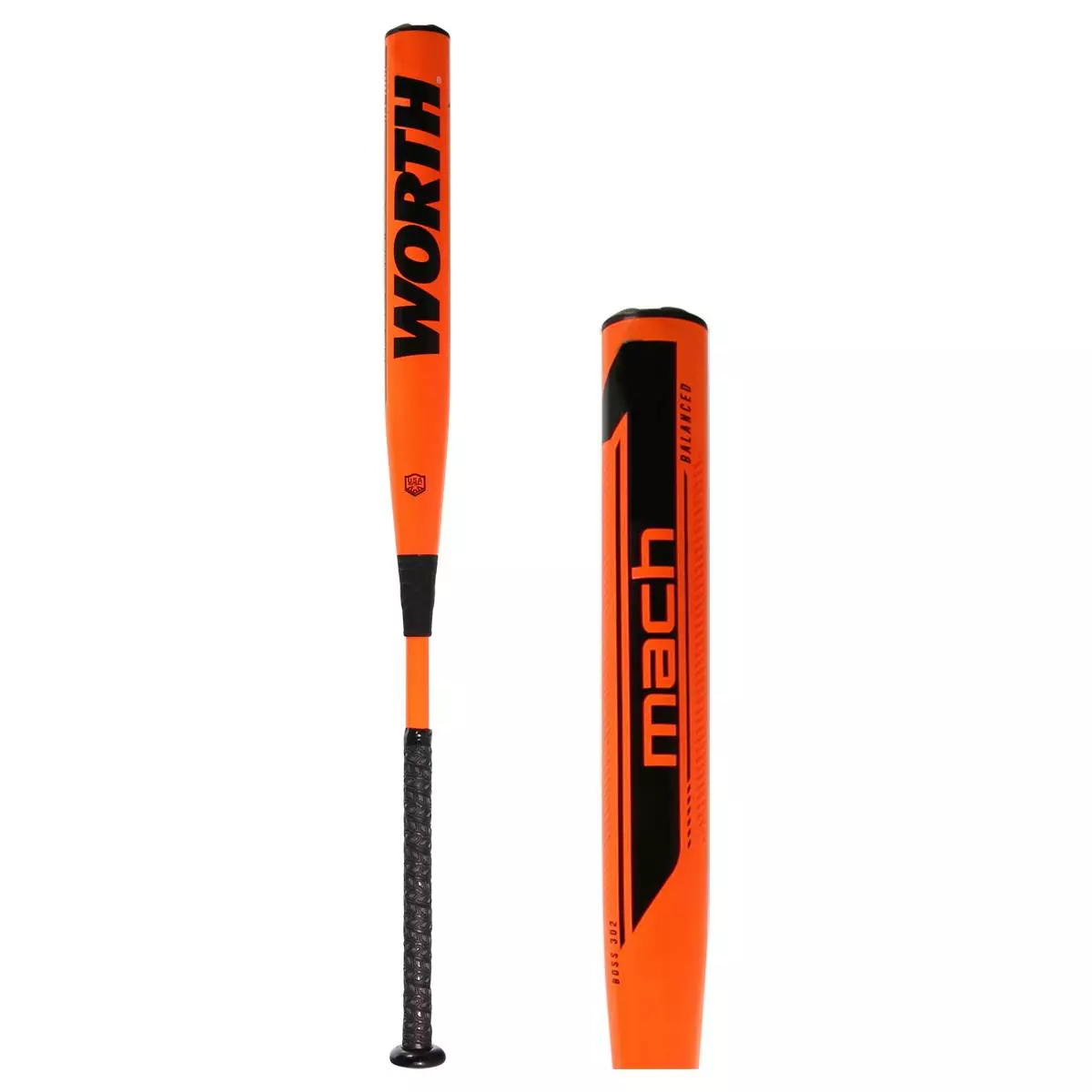 Worth Mach 1 Boss 302 13.5" Balanced USA Slow Pitch Softball Bat: WM21BA Black, Orange 3 Worth Mach 1 Boss 302 13.5" Balanced USA Slow Pitch Softball Bat: WM21BA Black, Orange