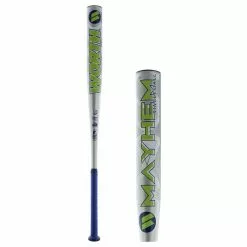 Worth Mayhem Alloy Dual Stamp Slow Pitch Softball Bat: WM20AA Green, Blue, Silver