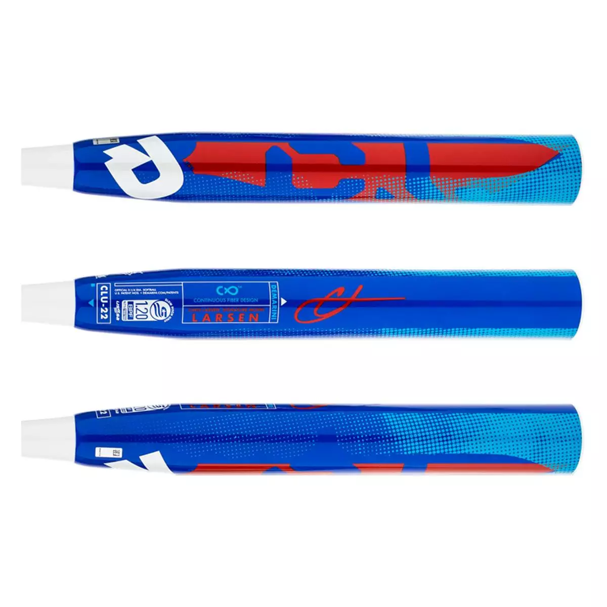 2022 DeMarini Nautalai Chris Larsen 12" Endload USSSA 240 Slow Pitch Softball Bat: WTDXCLU22 Blue, Red, White 4 2022 DeMarini Nautalai Chris Larsen 12" Endload USSSA 240 Slow Pitch Softball Bat: WTDXCLU22 Blue, Red, White - Image 2