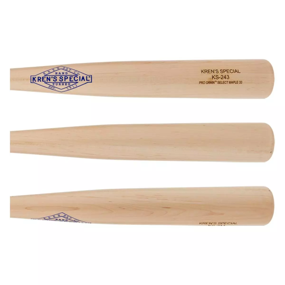 Kren Bat Co Kren Special Series 243 Maple Wood Baseball Bat: KS243M Natural, Navy 4 Kren Bat Co Kren Special Series 243 Maple Wood Baseball Bat: KS243M Natural, Navy - Image 2