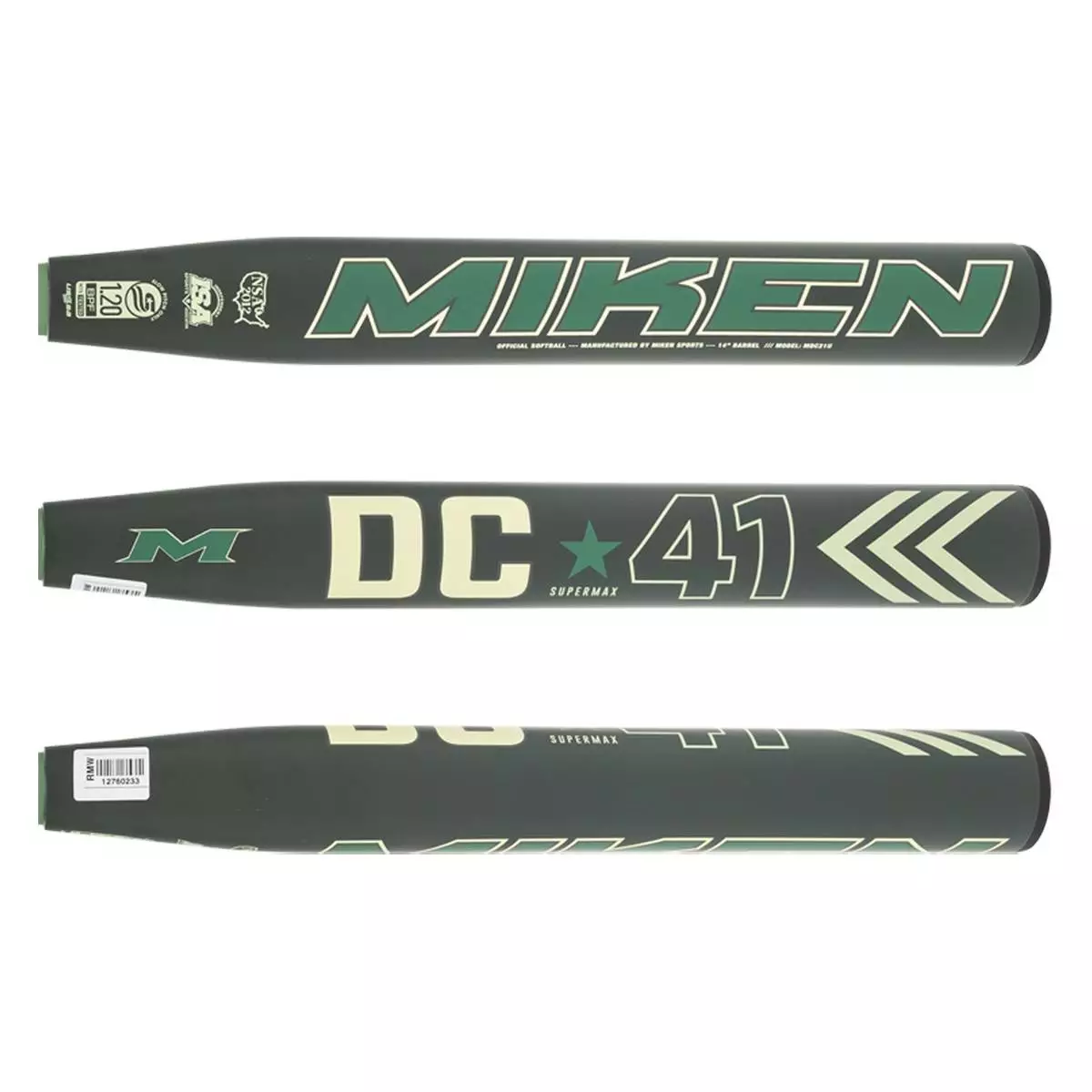 Miken DC-41 14" SuperMax USSSA 240 Slow Pitch Softball Bat: MDC21U Black, Gold, Green 4 Miken DC-41 14" SuperMax USSSA 240 Slow Pitch Softball Bat: MDC21U Black, Gold, Green - Image 2