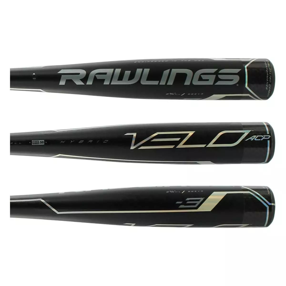 Rawlings VELO ACP BBCOR Baseball Bat: BBZV3 Black 3 Rawlings VELO ACP BBCOR Baseball Bat: BBZV3 Black
