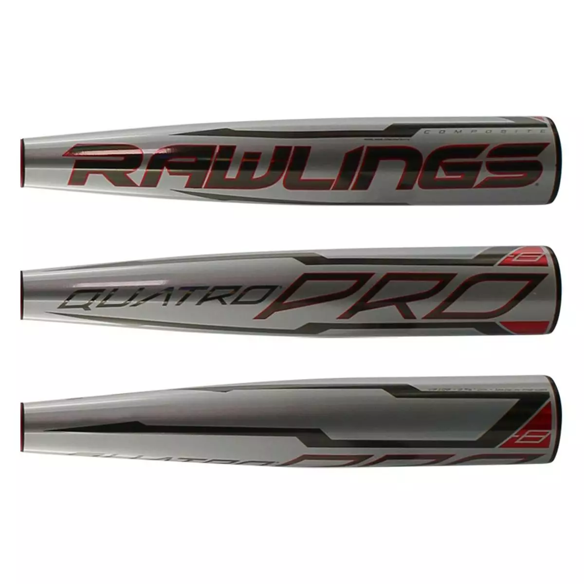Rawlings Quatro Pro -8 USA Baseball Bat: US1Q8 Black, Grey, Red 4 Rawlings Quatro Pro -8 USA Baseball Bat: US1Q8 Black, Grey, Red - Image 2