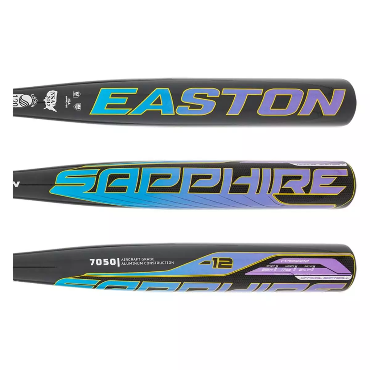 Easton Sapphire -12 Fastpitch Softball Bat: FP19SAP2 Black, Purple 4 Easton Sapphire -12 Fastpitch Softball Bat: FP19SAP2 Black, Purple - Image 2