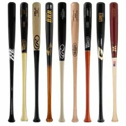 JustBats Pick Your Pack - Adult Wood 2-Pack - Gold Brown, Black, Grey, Natural, Gold, Blue, Red, Maroon, White, Navy, Green -BaseBallBat Sales Shop 614b 11 21 33469 9 pack 21 l
