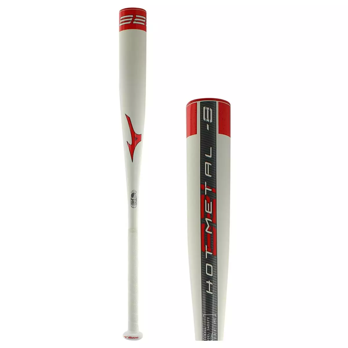 Mizuno Hot Metal -8 USSSA Baseball Bat: SL21HM8 Red, White 3 Mizuno Hot Metal -8 USSSA Baseball Bat: SL21HM8 Red, White