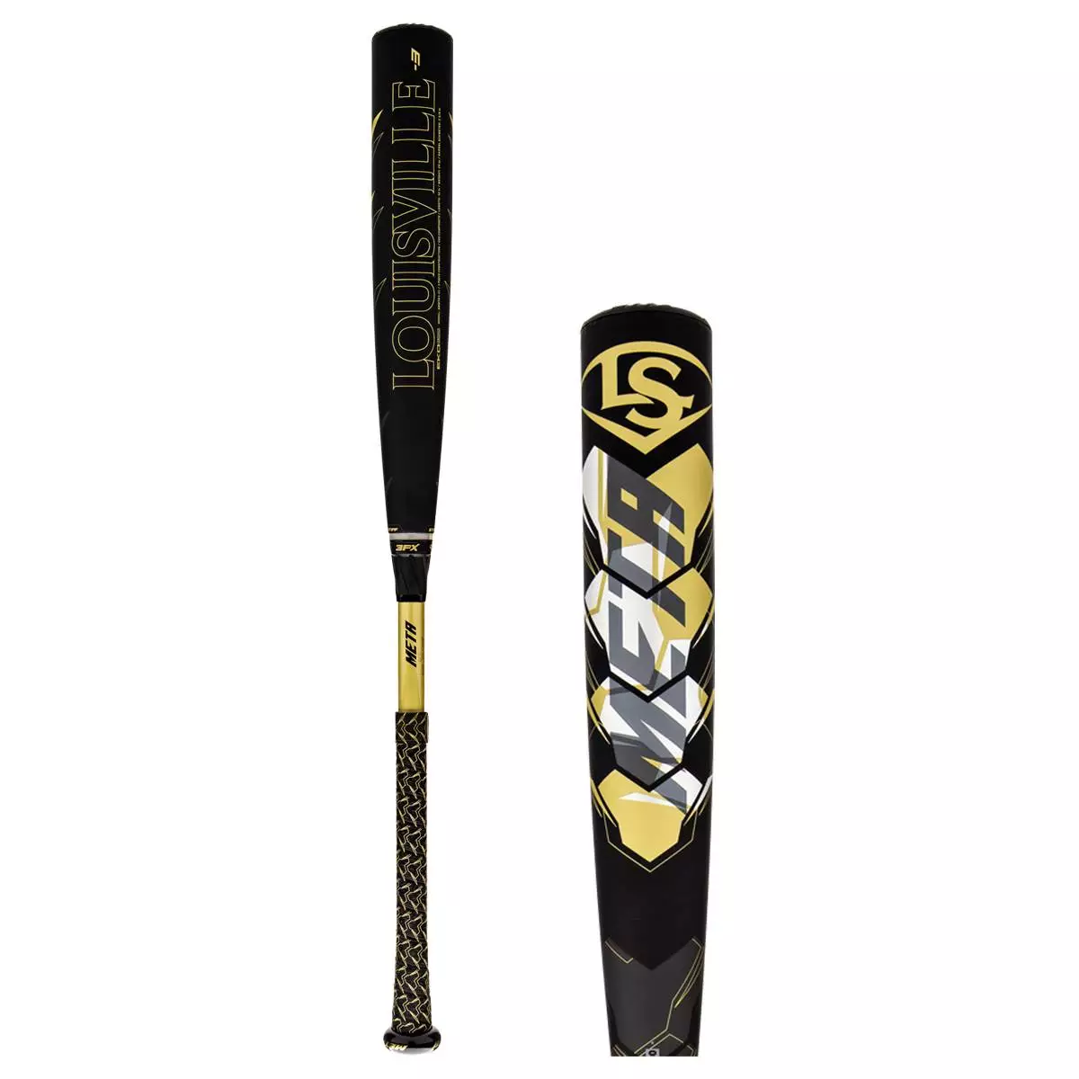 Louisville Slugger Meta BBCOR Baseball Bat: WBL2463010 Black, Gold 3 Louisville Slugger Meta BBCOR Baseball Bat: WBL2463010 Black, Gold