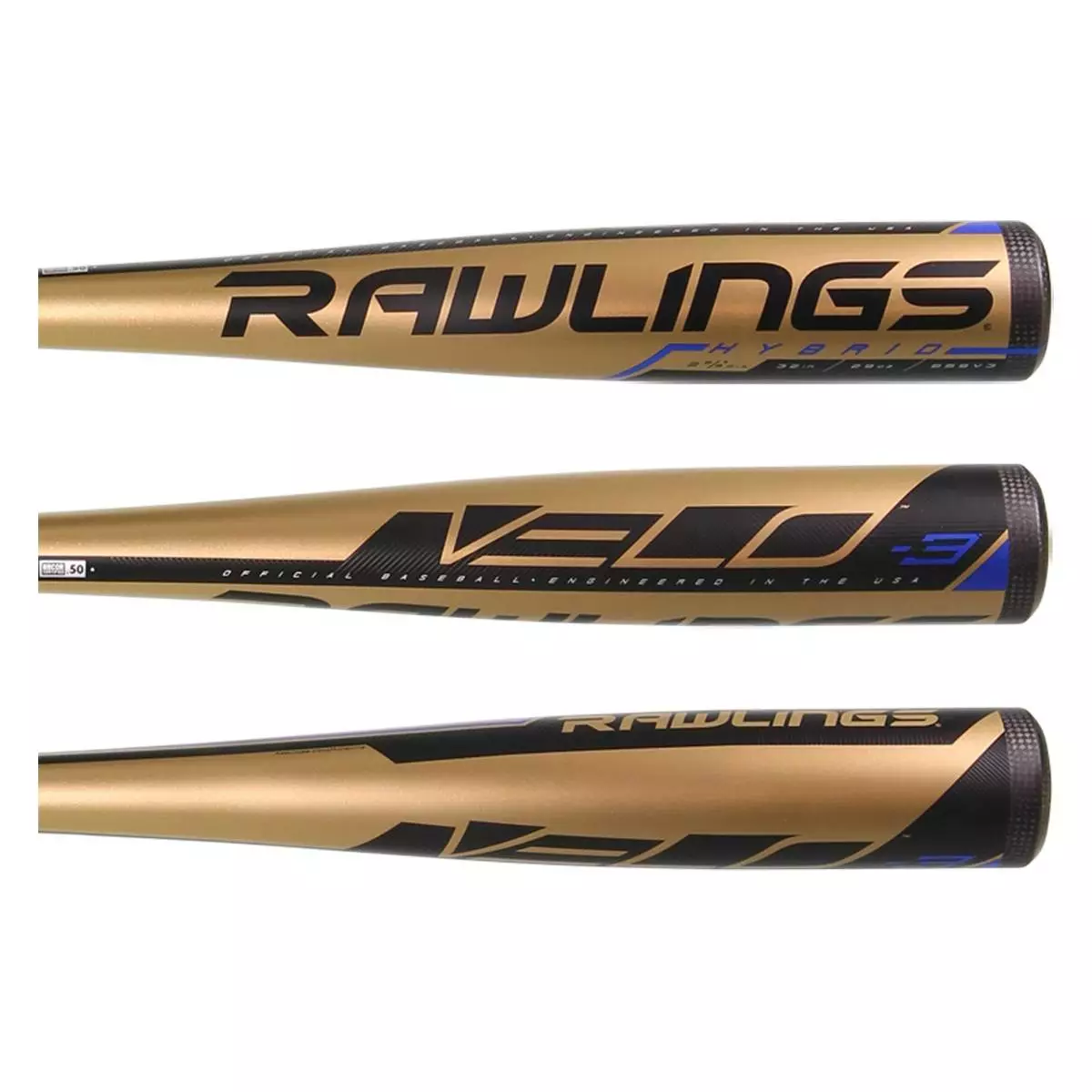Rawlings VELO BBCOR Baseball Bat: BB9V3 Black, Gold 4 Rawlings VELO BBCOR Baseball Bat: BB9V3 Black, Gold - Image 2