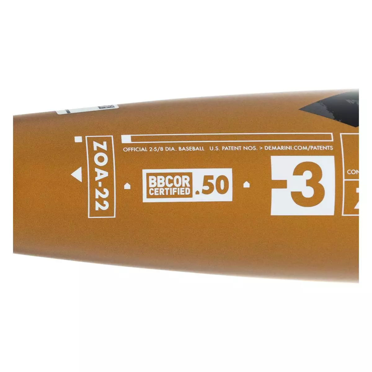 2022 DeMarini Zoa BBCOR Baseball Bat: WTDXZOA22 Gold, Grey, Black 6 2022 DeMarini Zoa BBCOR Baseball Bat: WTDXZOA22 Gold, Grey, Black - Image 4