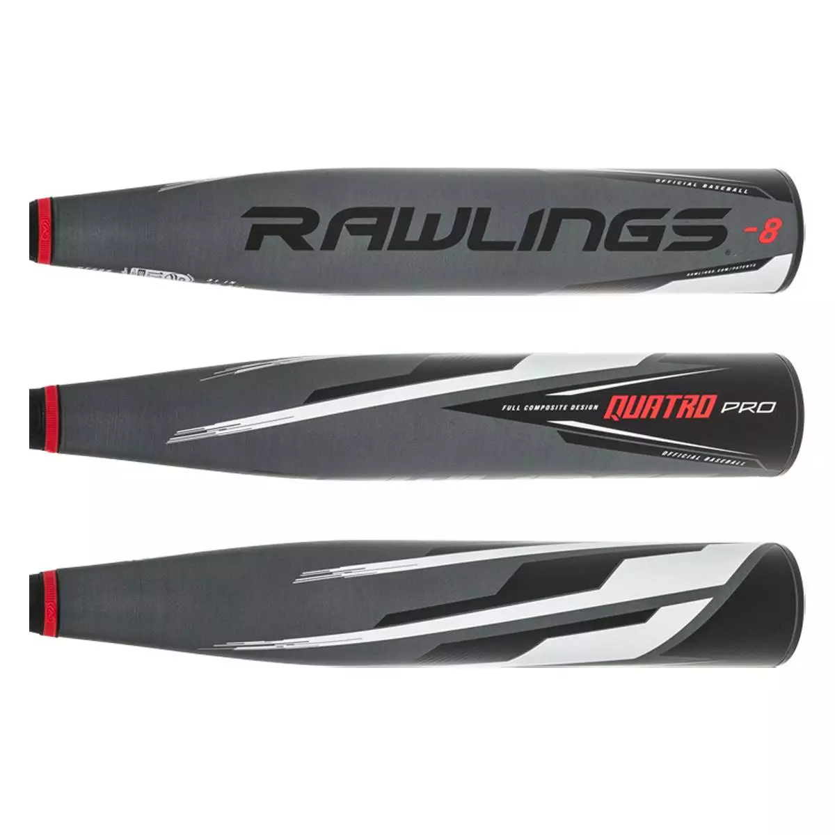 2022 Rawlings Quatro Pro -8 USSSA Baseball Bat: UT2Q8 Black, Grey, Red 4 2022 Rawlings Quatro Pro -8 USSSA Baseball Bat: UT2Q8 Black, Grey, Red - Image 2