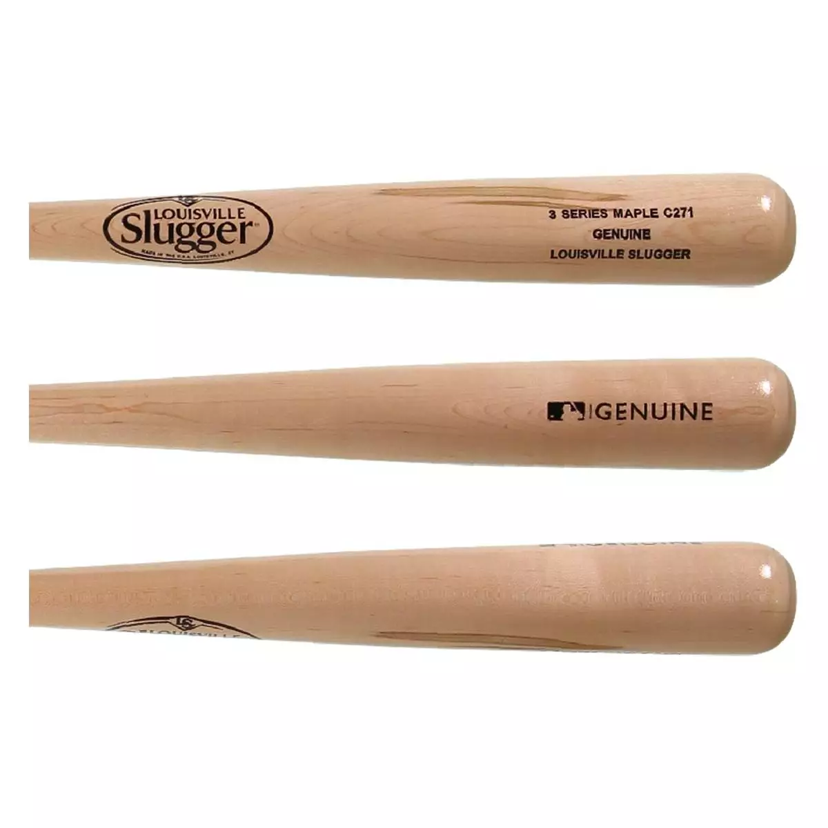 Louisville Slugger Genuine Series 3 C271 Maple Wood Baseball Bat: WBL2517010 Natural 4 Louisville Slugger Genuine Series 3 C271 Maple Wood Baseball Bat: WBL2517010 Natural - Image 2