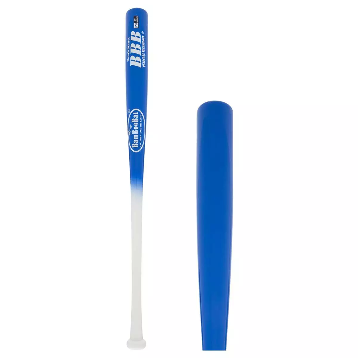 BamBooBat Bamboo Wood Youth Baseball Bat: YHWBU100D Blue, White 3 BamBooBat Bamboo Wood Youth Baseball Bat: YHWBU100D Blue, White