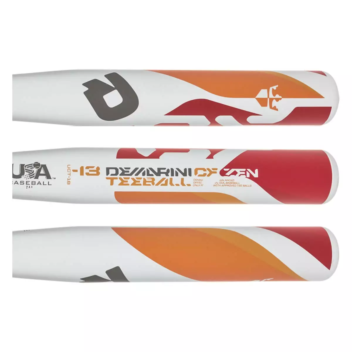 DeMarini CF Zen -13 USA Tee Ball Bat: WTDXUCT Grey, Orange, Red 4 DeMarini CF Zen -13 USA Tee Ball Bat: WTDXUCT Grey, Orange, Red - Image 2