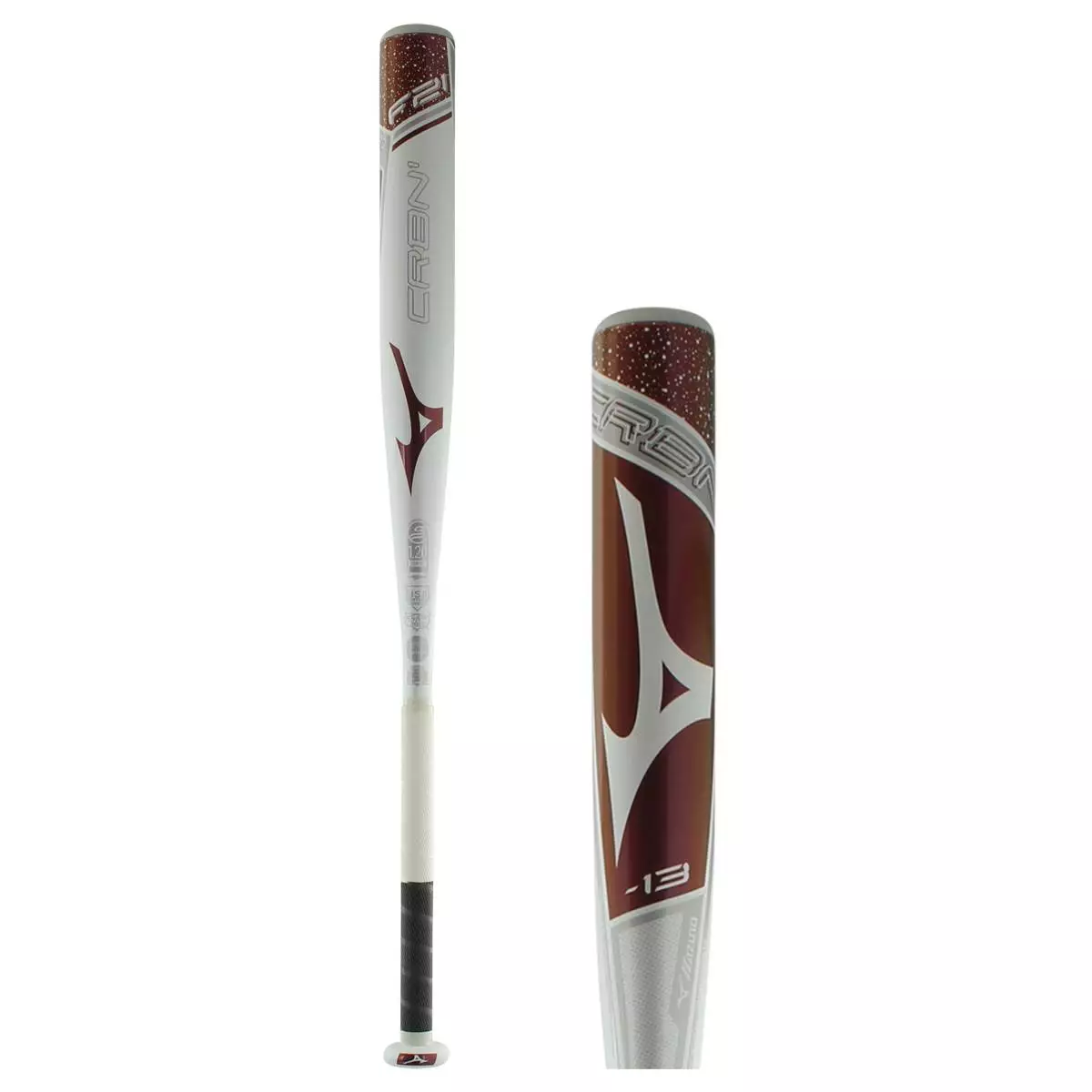 Mizuno CRBN 1 -13 Fastpitch Softball Bat: FP21CRBN113 White 3 Mizuno CRBN 1 -13 Fastpitch Softball Bat: FP21CRBN113 White