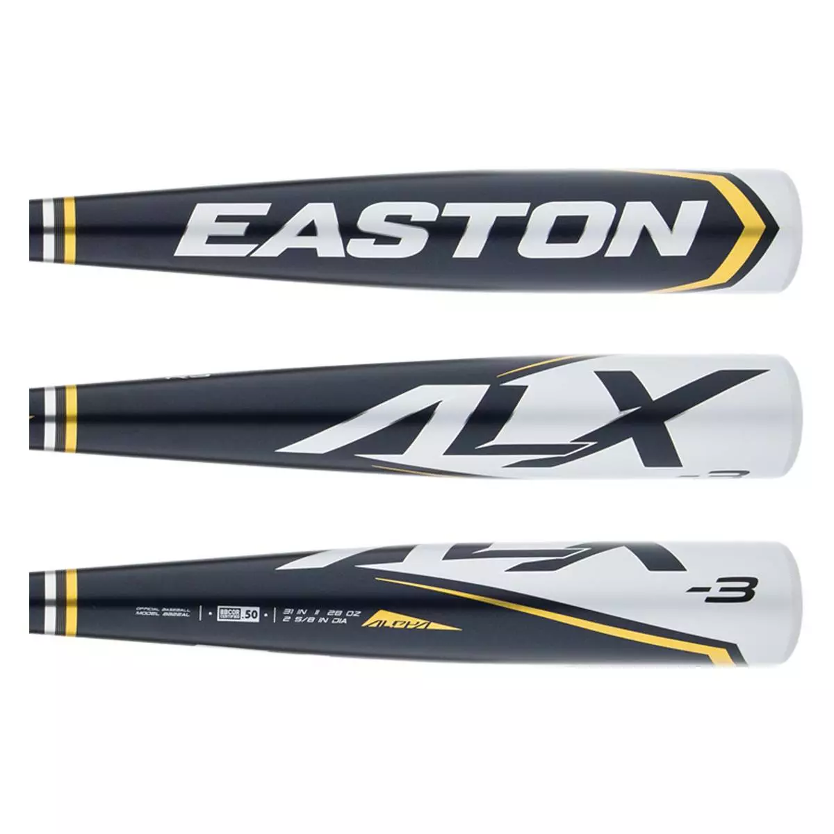 2022 Easton Alpha ALX BBCOR Baseball Bat: BB22AL Gold, Navy, Silver 4 2022 Easton Alpha ALX BBCOR Baseball Bat: BB22AL Gold, Navy, Silver - Image 2
