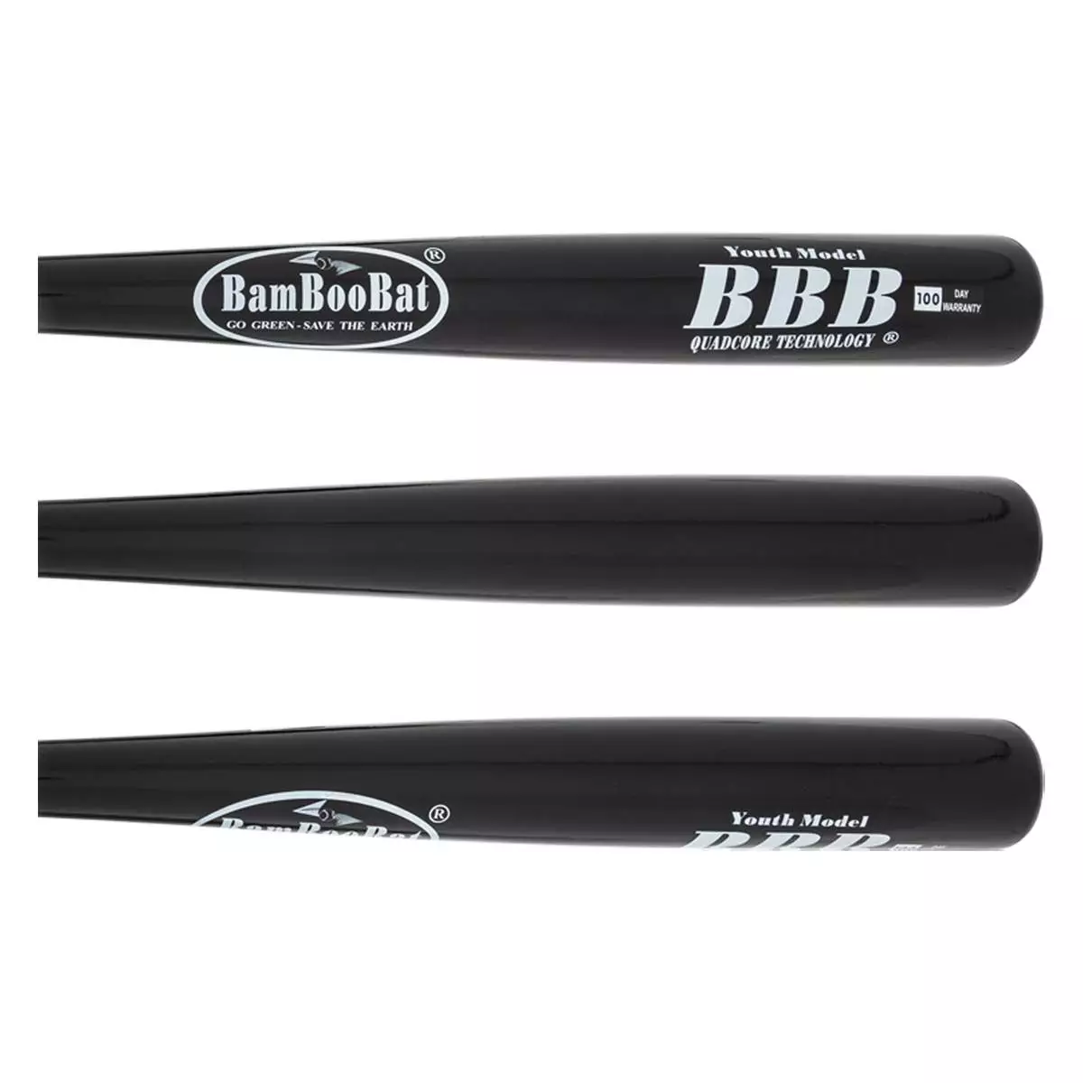 BamBooBat Bamboo Wood Youth Baseball Bat: YHWBB100D Black, White 4 BamBooBat Bamboo Wood Youth Baseball Bat: YHWBB100D Black, White - Image 2