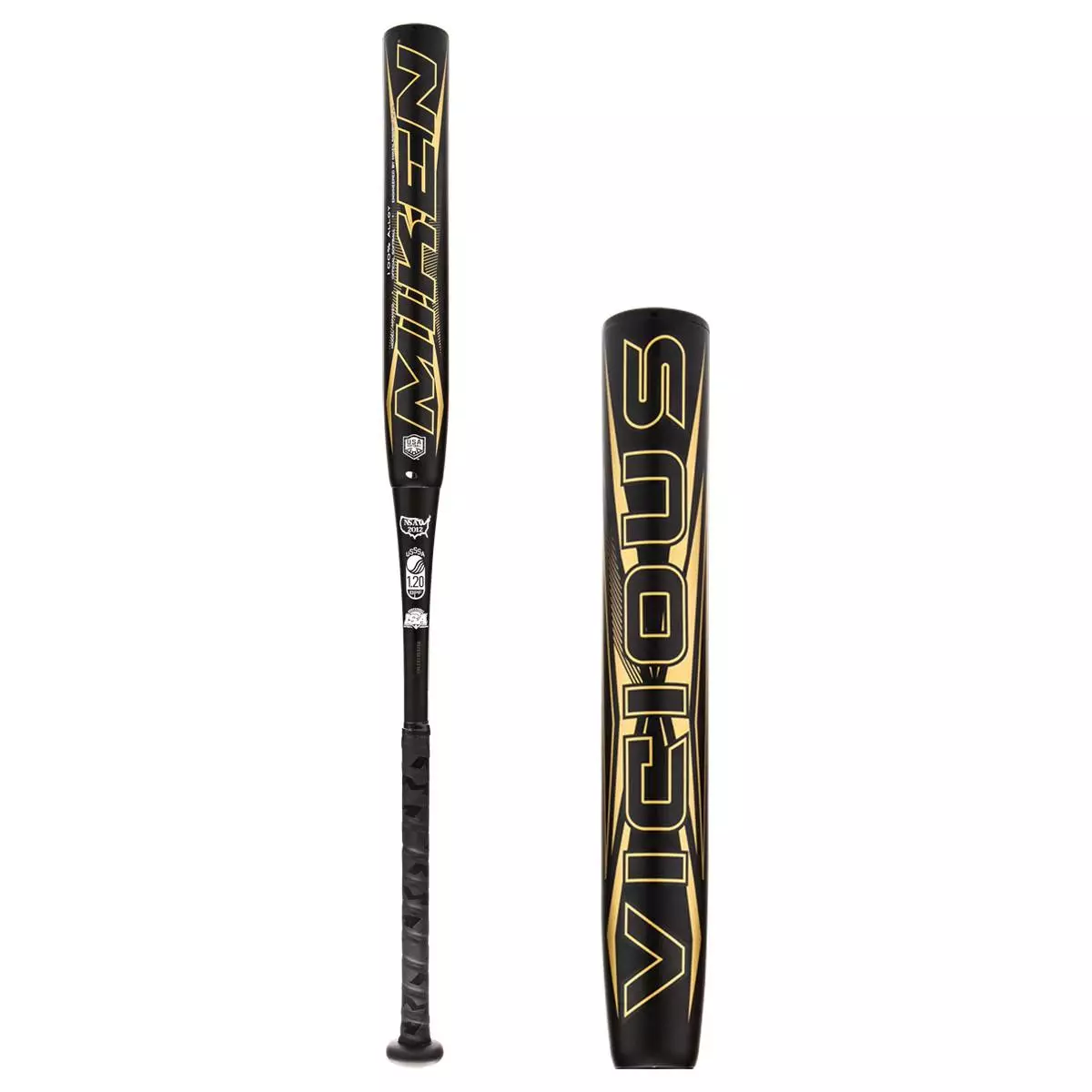 Miken Vicious 13" End Loaded Dual Stamp Slow Pitch Softball Bat: MPAV20 Black, Gold 5 Miken Vicious 13" End Loaded Dual Stamp Slow Pitch Softball Bat: MPAV20 Black, Gold - Image 3