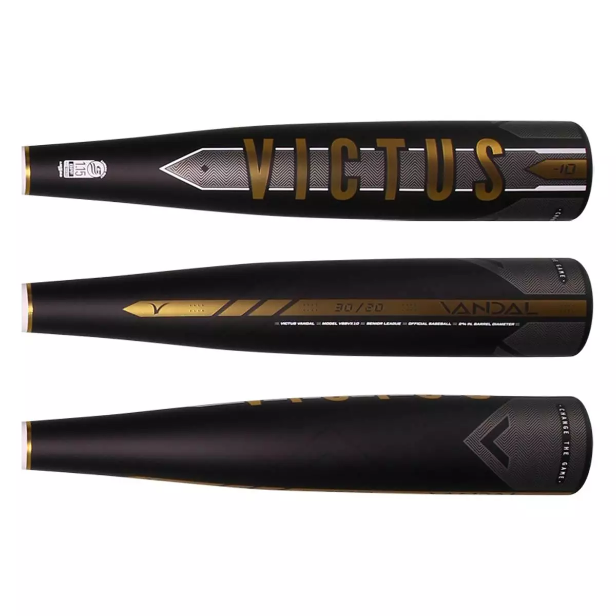Victus Vandal -10 USSSA Baseball Bat: VSBVX10 Black, Gold, White 4 Victus Vandal -10 USSSA Baseball Bat: VSBVX10 Black, Gold, White - Image 2