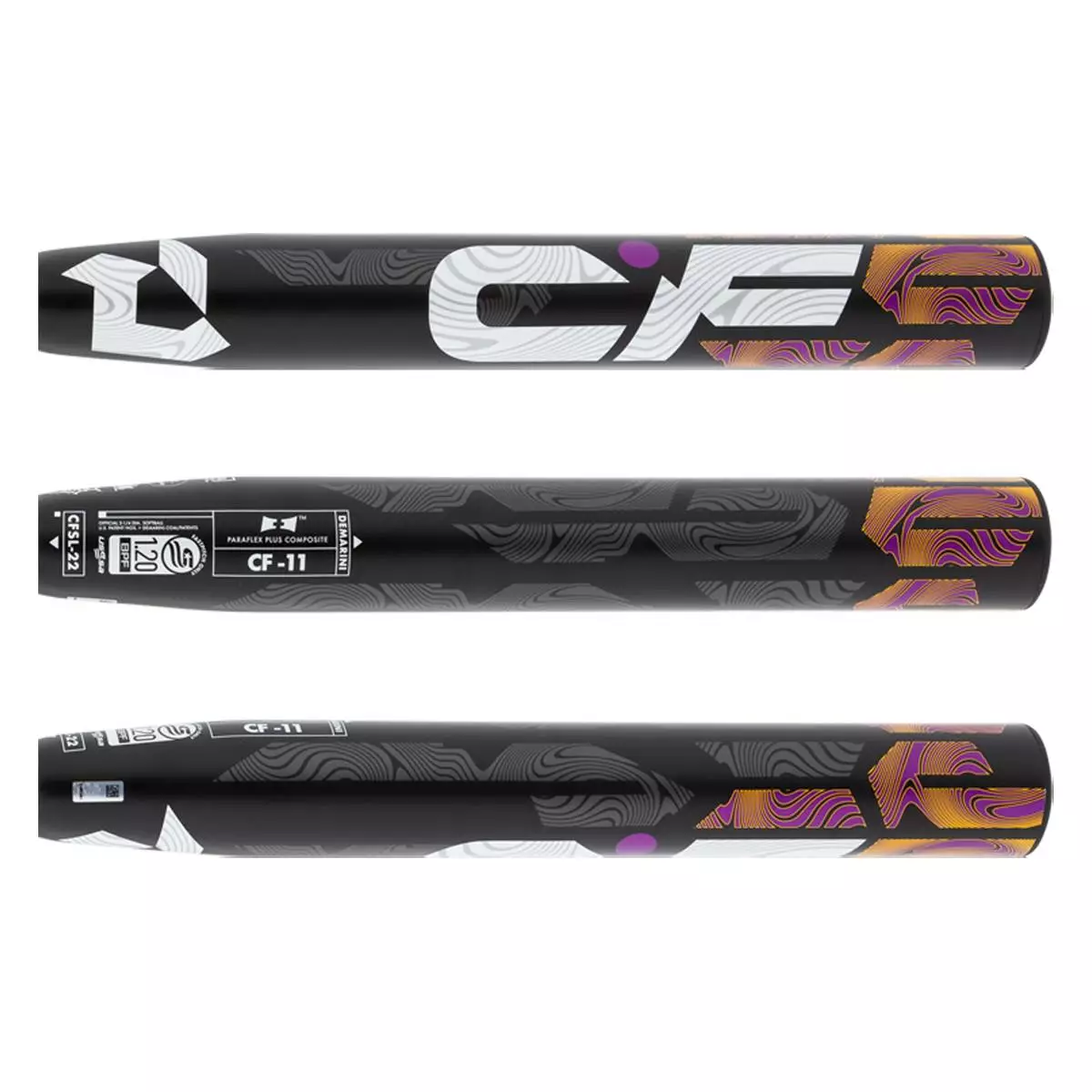 2022 DeMarini CF -11 Fastpitch Softball Bat: WTDXCFS22 Black, Grey, Purple 4 2022 DeMarini CF -11 Fastpitch Softball Bat: WTDXCFS22 Black, Grey, Purple - Image 2