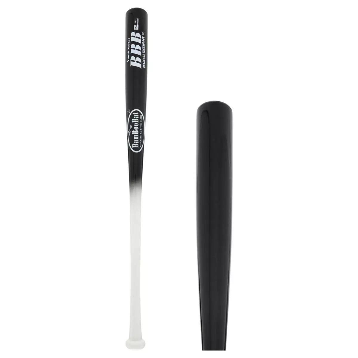 BamBooBat Bamboo Wood Youth Baseball Bat: YHWBB100D Black, White 3 BamBooBat Bamboo Wood Youth Baseball Bat: YHWBB100D Black, White